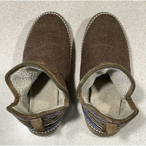 Ariat Women's Size Large 8.5/9 Warm Pull On Bootie Slippers Denim Stripe-Comfort - Picture 4 of 11